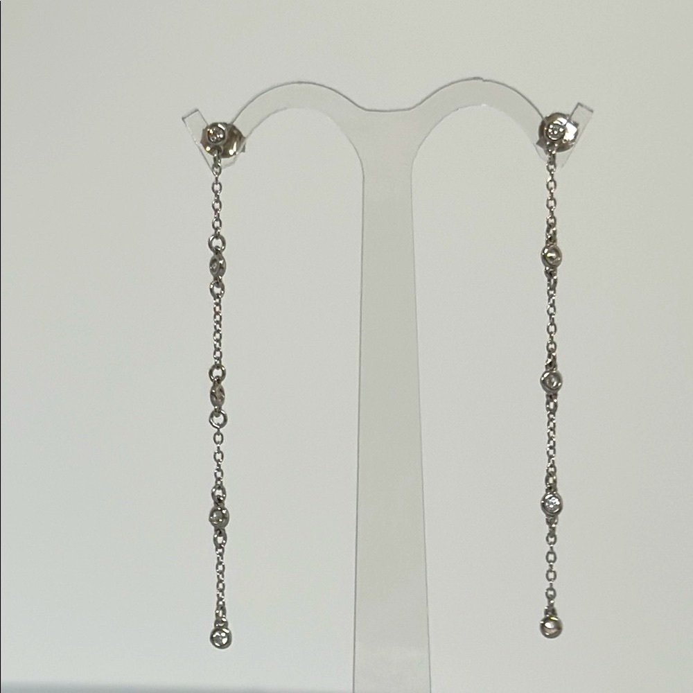Elegant 925 Silver crystals Chain Drop Earrings